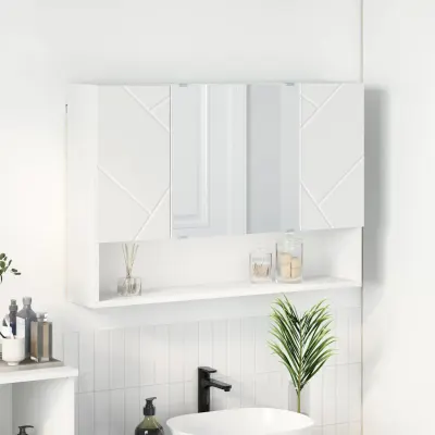vidaXL Dulap cu oglindă Alb 80 x 17 x 55 cm Lemn prelucrat