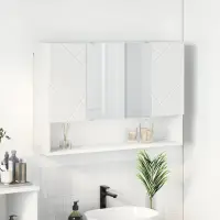 vidaXL Dulap cu oglindă Alb 80 x 17 x 55 cm Lemn prelucrat