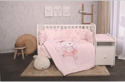 Set cearsafuri de pat Lorelli - Crini, Ursuletul baletina roz, 60 х 120 cm