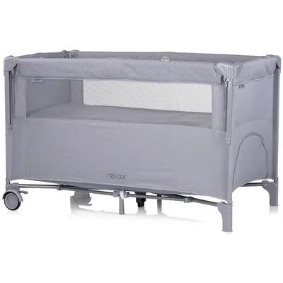 Patut pliabil Chipolino Relax Cloud Linen cu laterala culisanta, intrare laterala cu fermoar, geanta pentru transport, greutate admisa 15 kg