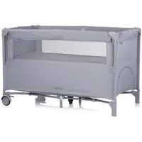 Patut pliabil Chipolino Relax Cloud Linen cu laterala culisanta, intrare laterala cu fermoar, geanta pentru transport, greutate admisa 15 kg