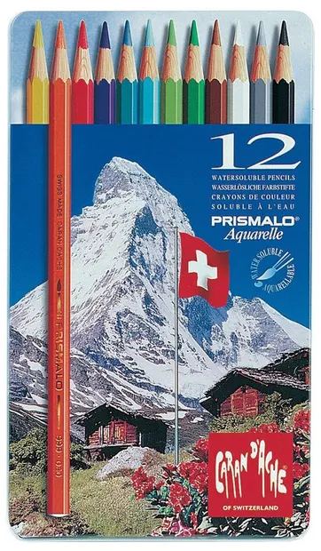 Creioane acuarele colorate Caran d'Ache Prismalo – 12 culori