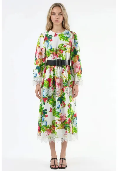 Rochie Midi - Floral - Multicolor - Elegant - Poliester-Lycra
