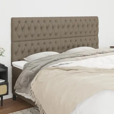 vidaXL Tăblie de pat gri taupe 180x7x118/128 cm, material textil