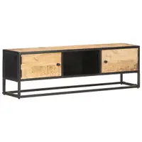 Gossi comoda tv cu usa sculpata, 130 x 30 x 40 cm, lemn mango brut