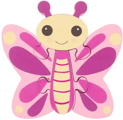 Puzzle din lemn Orange Tree Toys - Fluture, 4 piese