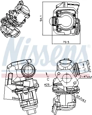 Supapa Egr Potrivit Volvo C30, S40 Ii, S80 Ii, V50, V70 Iii; Citroen Berlingo, Berlingo Multispace, Berlingo Minivan, C2, C3 I, C3 Ii, C3 Picasso, C4, C4 Grand Picasso I, C4 I 1.6d 11.03