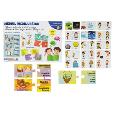 Joc Educativ 4 în 1 “Mediul Înconjurător”, Anotimpuri, Antonime, Animale, Fructe și Legume Engros