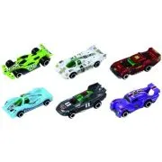 Macheta Die Cast, set 6 masinute de curse Deluxe, diverse culori si modele, 1/64
