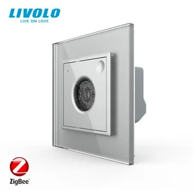 Senzor de sunet si lumina, Zigbee, control din aplicatie, cu rama de sticla Gri