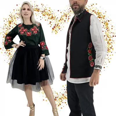 Set Cuplu 625 Vesta cu Broderie si Ie traditionala cu broderie