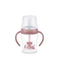 Cana Invatare cu Pai NUK Perfect Match 150 ml Control Temperatura Roz Ursulet