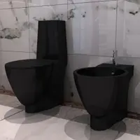 Set toaleta si bideu ceramica negru