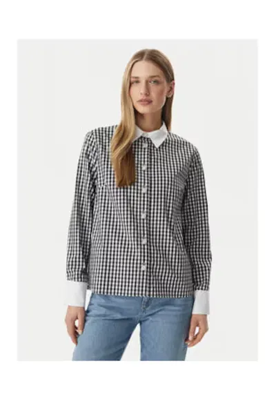 Camasa dama - negru - bumbac - maneci lungi - carouri