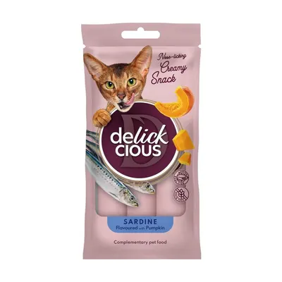 Delickcious Cat - Snack Cremos cu Sardine si Dovleac - 4x15g
