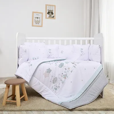Set de lenjerie de pat pentru bebeluși din 5 piese Lorelli - Cu apărătoare, alb, 5 piese