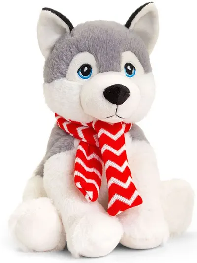 Jucărie de pluș ecologică Keel Toys Keeleco - Husky cu eșarfă, 25 cm