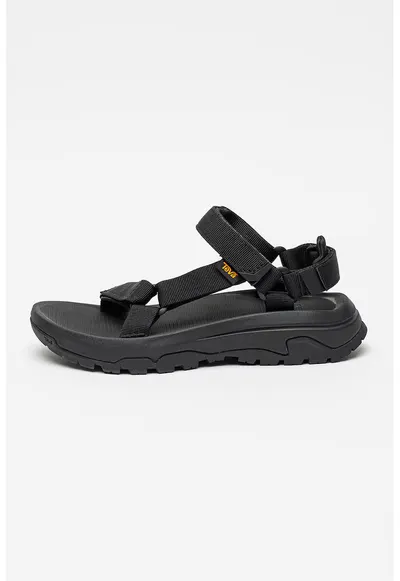 Sandale cu talpa wedge si inchidere velcro Hurricane - Negru