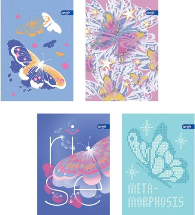 Set de 10 caiete Spree Butterfly - A5, 62 file, linii largi, sortiment