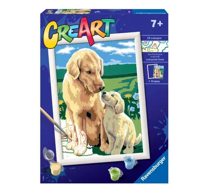 Set creativ Pictura pe numere Ravensburger CreArt Catel cu Pui