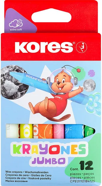 Set de creioane cerate Kores - Jumbo, 12 culori