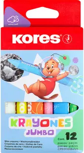 Set de creioane cerate Kores - Jumbo, 12 culori