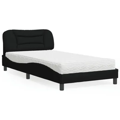 vidaXL Pat cu saltea, Hvar, negru, 100x200 cm, textil