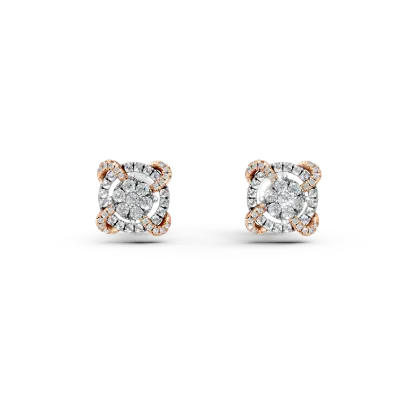 Cercei din aur alb-roz cu diamante de 0.47ct