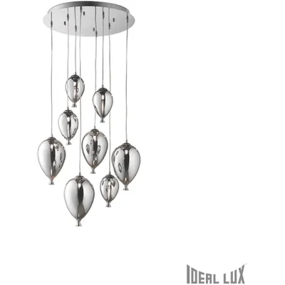 Corp de iluminat din sticla suflata si prelucrata manual sub forma de balon cromat 8x40W