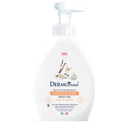 Sapun spuma pentru maini si fata Lapte si Vanilie, 500ml, Dermomed