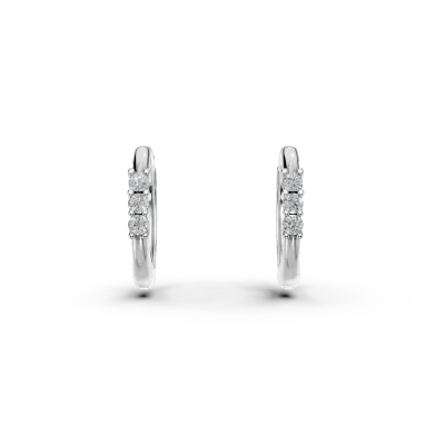 Cercei pentru copii din aur alb cu diamante de 0.054ct