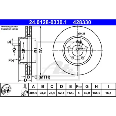 Disc frana ATE 24.0128-0330.1