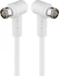 Cablu antena F-F 80 dB unghi 90 grade 1.5m T-T Alb, Goobay G67341