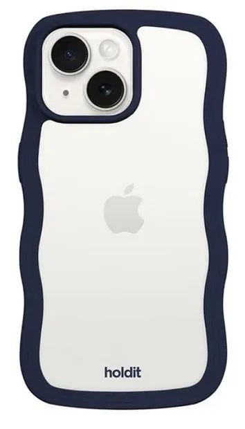 Husa Holdit - Wavy, iPhone 13/14/15/16e, Midnight Blue/Transparent