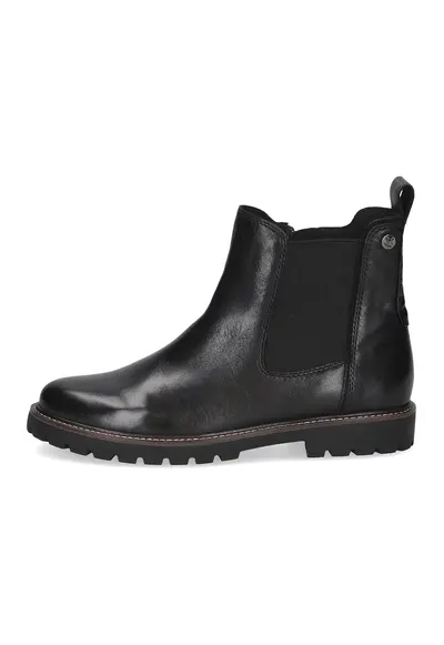 Ghete din piele cu model crocodil si segment din material textil - Negru