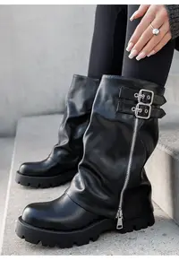 Cizme negre dama casual 7656A 19 18957 - Negru