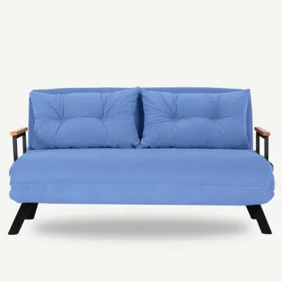 Canapea extensibila SANDO, 2 locuri, albastru, 133x78x78 cm