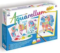 Set creativ de colorat Sentosphere - Unicorni, cu vopsele acuarele
