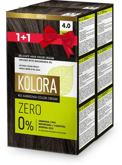 Kolora Zero Vopsea de păr, 4.0 Cacao Natural, 2 buc