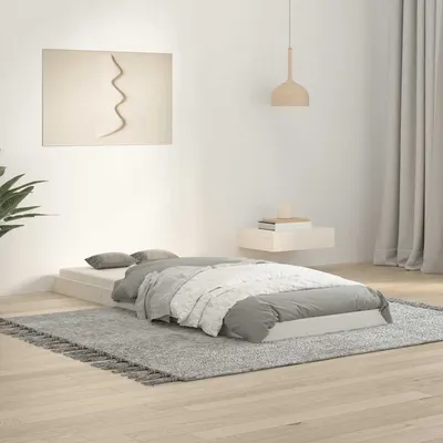 vidaXL Cadru de pat, alb, 75x190 cm, single mic, lemn masiv de pin