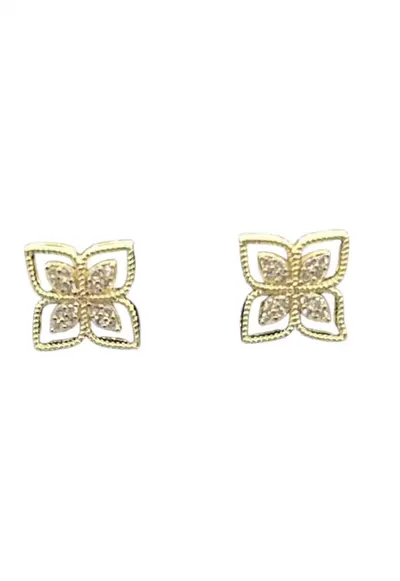 Cercei aurii 14K - design floral - dimensiuni discrete