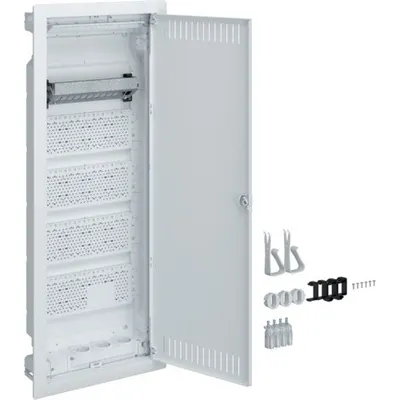 Tablou 60 module Volta multimedia Hager VH60NW 60NW, 3 Prize SCHUKO, accesorii montaj, gips carton