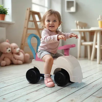 Ride-On fetite fara pedale Dolu Foot to Floor albroz, cu volan, spatar cu posibilitatea de impingere, spatiu de depozitare, claxon
