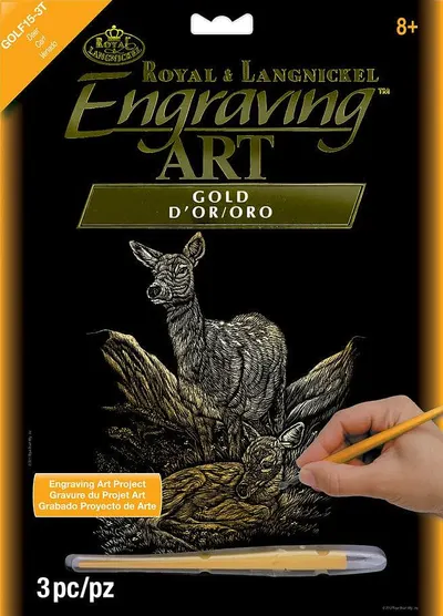 Set pentru gravură Royal Gold - Căprioare, 20 x 25 cm