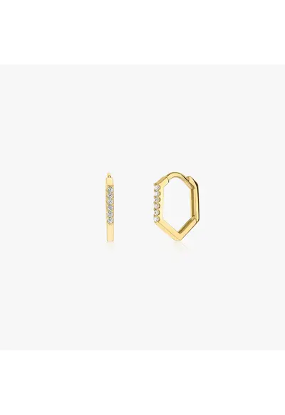 Cercei din aur Hexagon Hoops