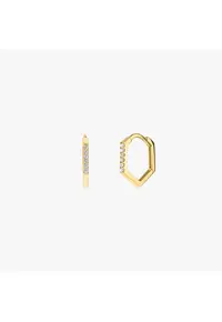 Cercei din aur Hexagon Hoops