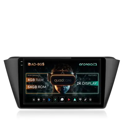 Navigatie 2K Skoda Fabia (2015+), Android, S-Quadcore 4GB RAM + 64GB ROM, 9.5 Inch - AD-BGS90042K+AD-BGRKIT039