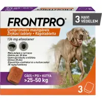 FRONTPRO, deparazitare externă câini, comprimate masticabile FRONTPRO, deparazitare externă câini, XL(25 - 50kg), comprimate masticabile, 136mg x 3buc