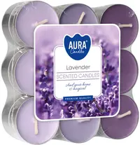 Lumânări parfumate de ceai Bispol Aura - Lavender, 18 bucăți