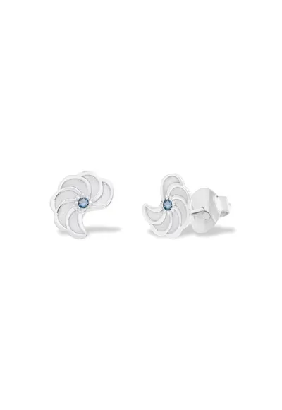 Cercei OCEAN FLOWERS cu diamante naturale albastre - aur alb 14K